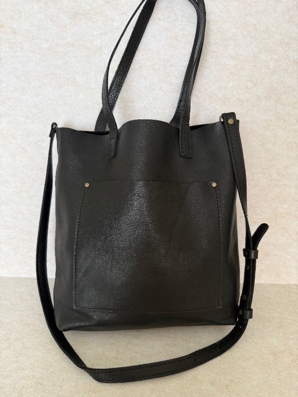 Portland Leather Goods PLG OG Full Size Crossbody Tote FSCB in Pebbled Black EUC